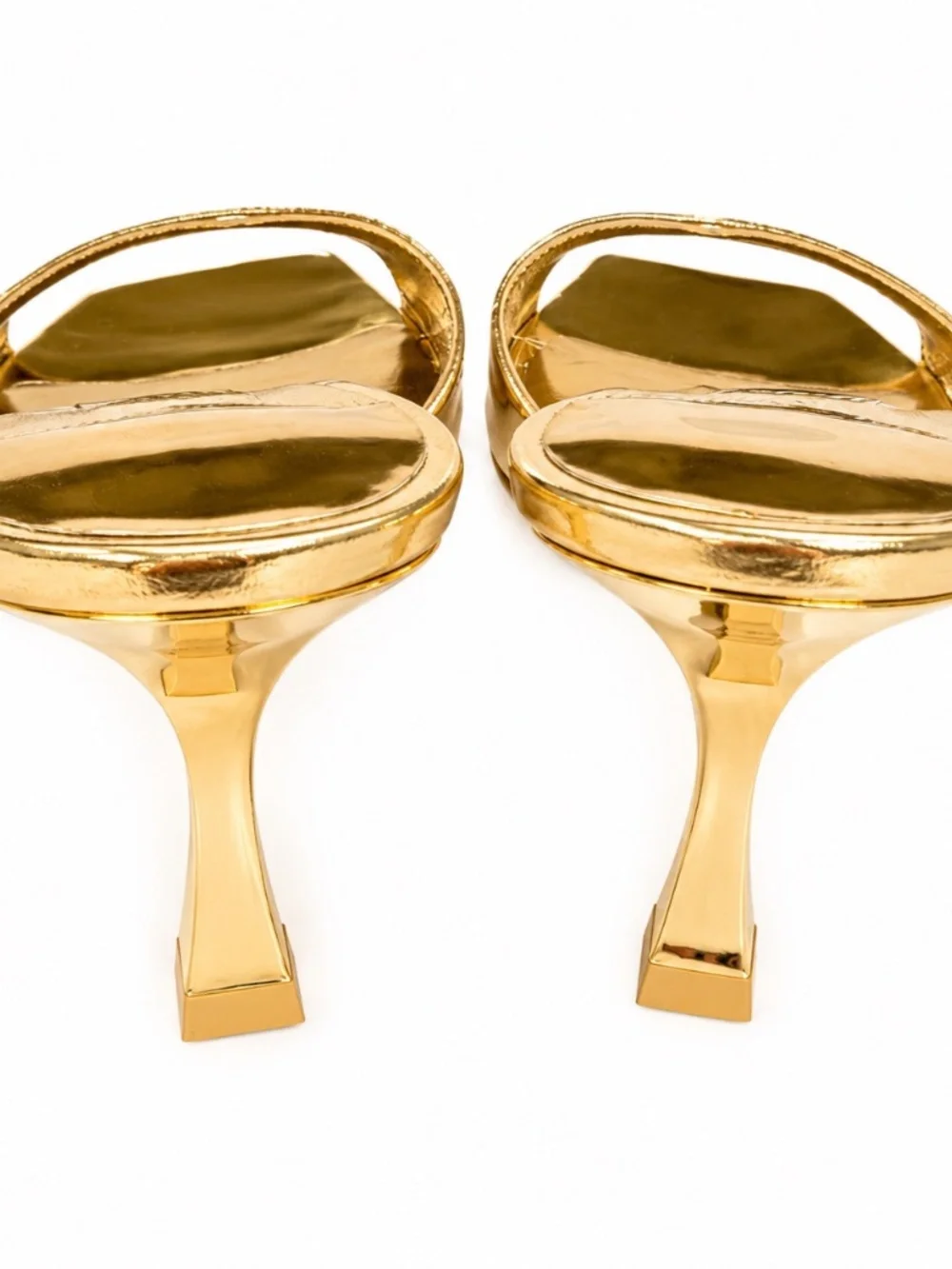 Jimmy Choo Skye 70 Metalic Gold Leather Mule Heels - Size 37